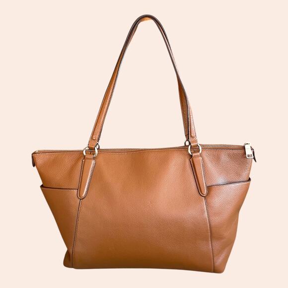 COACH F37216 Ava Tote Pebbled Leather Saddle Brown Gold - Picture 4 of 8